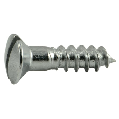Midwest Fastener Wood Screw, #4, 1/2 in, Chrome Steel Oval Head Slotted Drive, 60 PK 62192